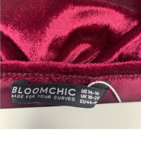 BloomChic NWT See Thru Sequined Long Sleeve V-Neck Burgundy Size 14-16 - Picture 10 of 15